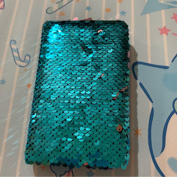 Turquoise Mermaid Reversible Flip Sequin Mini Notebook Journal - Picture 4 of 16